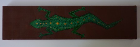 Lézard, Acrylique et terre rouge, 20 X 80 cm